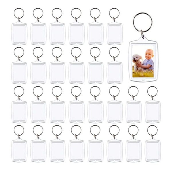 30pcs Blank Photo Insert Keyrings Wallet Blanks Photo Frame Keychains Carousel 2