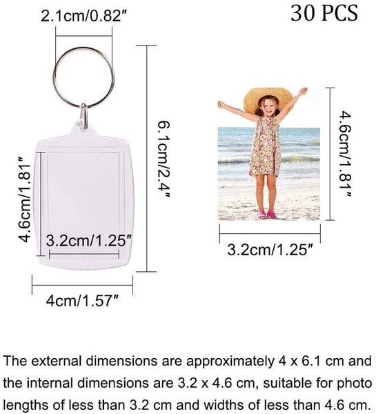 30pcs Blank Photo Insert Keyrings Wallet Blanks Photo Frame Keychains64308113871235112