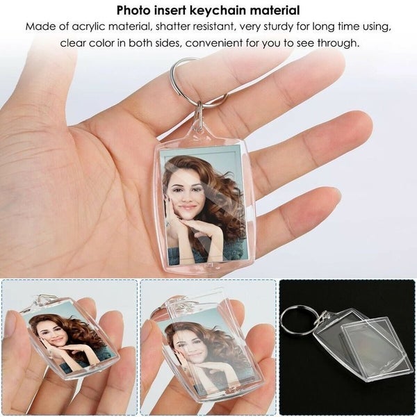 30pcs Blank Photo Insert Keyrings Wallet Blanks Photo Frame Keychains64308113871235114