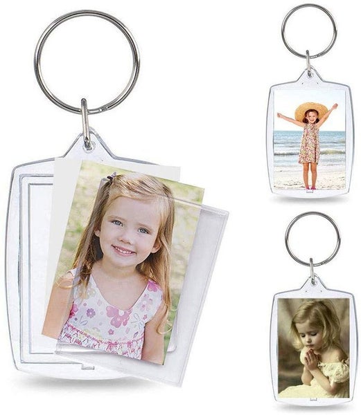 30pcs Blank Photo Insert Keyrings Wallet Blanks Photo Frame Keychains Carousel 14