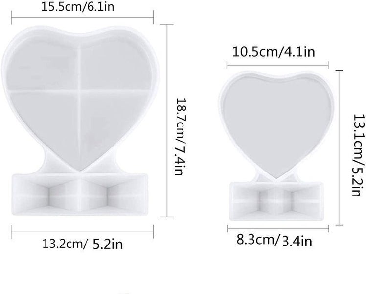 2pcs Silicone Mold Resin Moulds Heart Photo Frame Casting Molds64304253341313111
