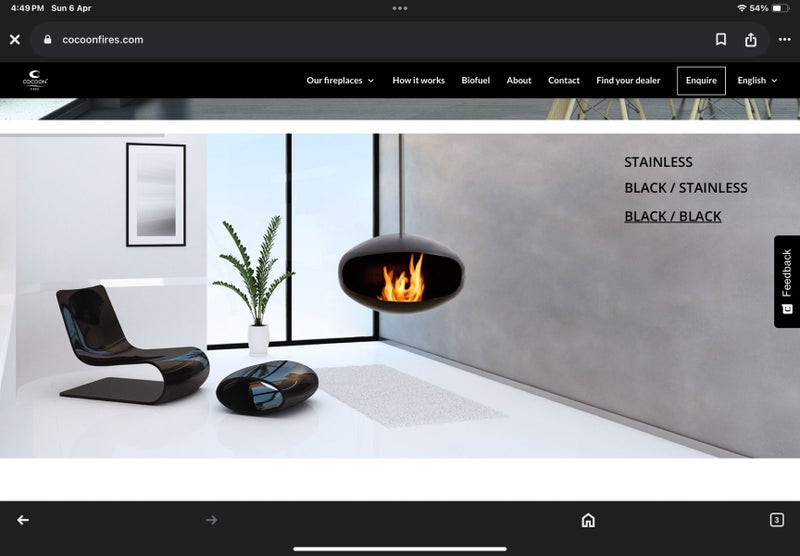 Cocoon Aeris bio ethanol fireplace Carousel 2