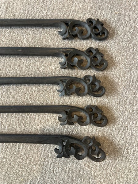 UNIQUE HAND-CARVED CURTAIN RODS x 5 Carousel 1