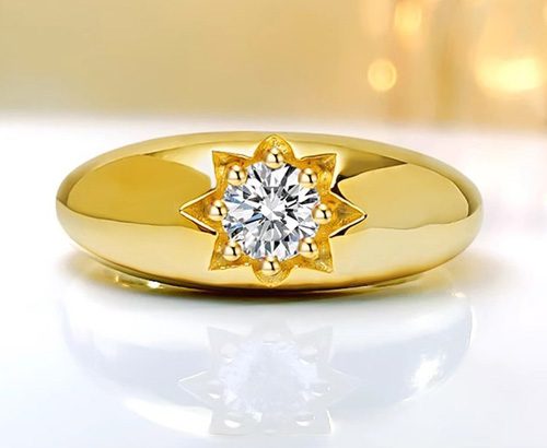 Gorgeous 0.5CT AAA CZ Diamond Cuff Ring / 18KGP Gold - Open Size Carousel 1
