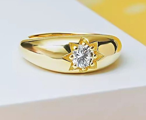 Gorgeous 0.5CT AAA CZ Diamond Cuff Ring / 18KGP Gold - Open Size Carousel 3