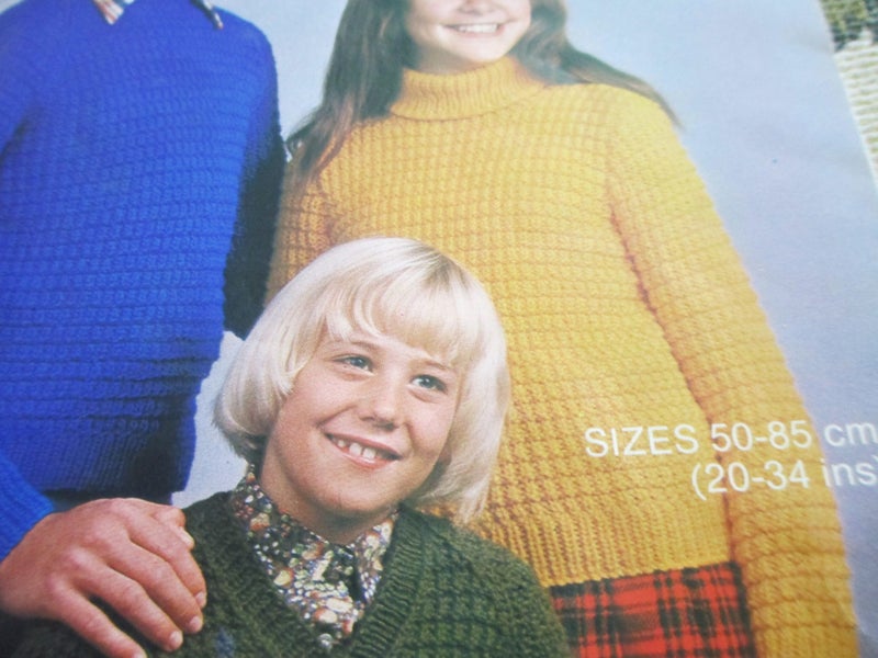 Jumper Knitting Pattern 50 to 85cm V, Crew or Polo Collar Carousel 2