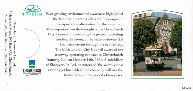 Christchurch Tramway Commemorative Issue Phonecard Carousel 4