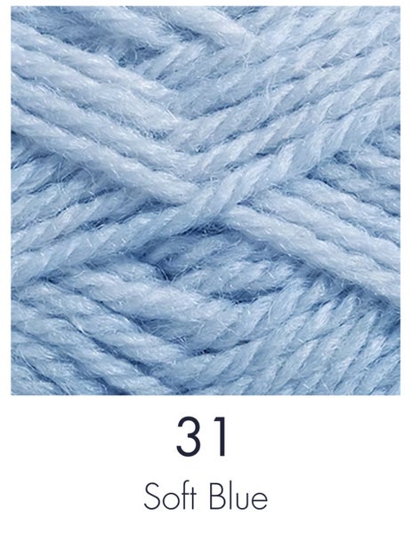NZ Wool - 8 ply - Red Hut- Soft Blue Carousel 1