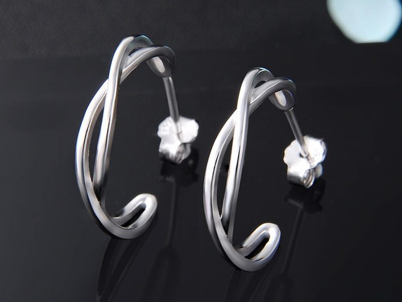 925 Sterling Silver Half Hoop Earrings | 18mm | Gift Boxed63617766658691111