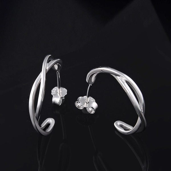 925 Sterling Silver Half Hoop Earrings | 18mm | Gift Boxed63617766658691112