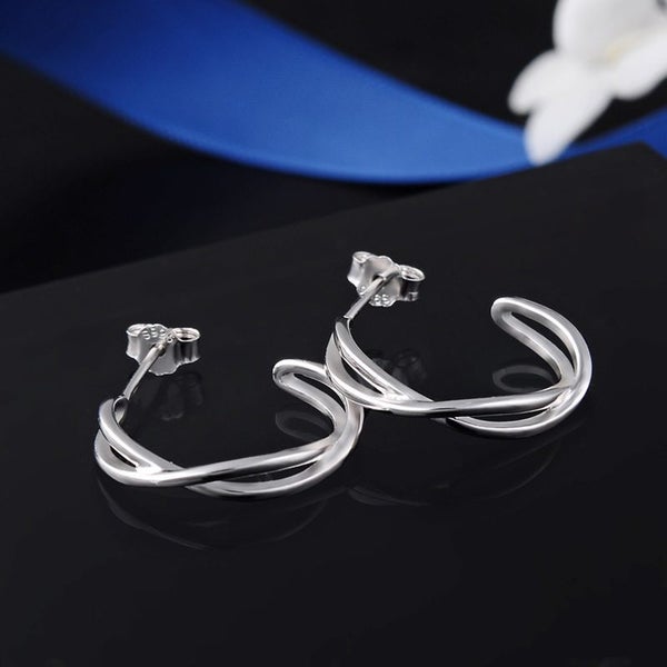 925 Sterling Silver Half Hoop Earrings | 18mm | Gift Boxed63617766658691114