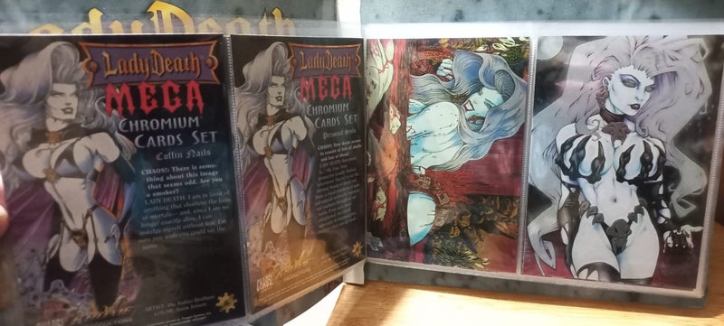 Rare 1997 LADY DEATH MEGA CHROMIUM Jumbo Set + Binder !! KING'S BIRTHDAY SALE !! Carousel 9