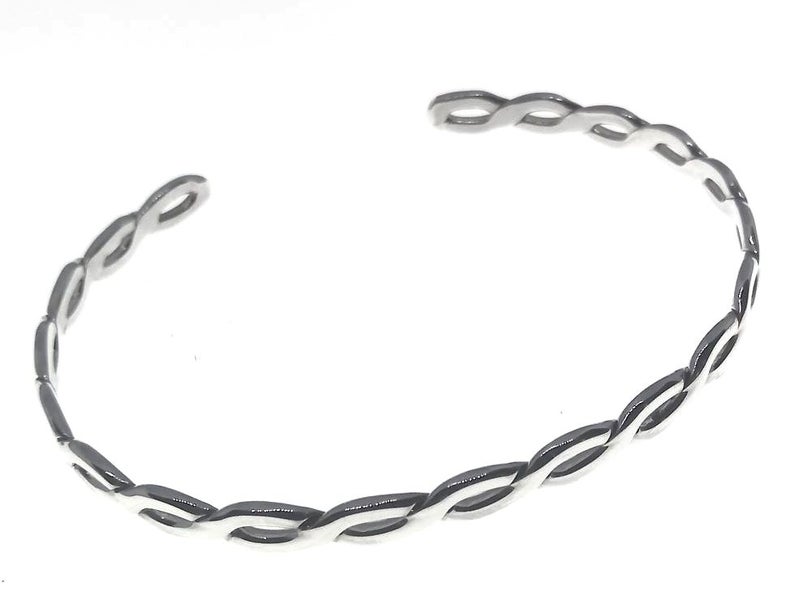 925 Sterling Silver Infinity Weave Open Cuff Bangle | 50x65mm | Gift Boxed63617625830403111