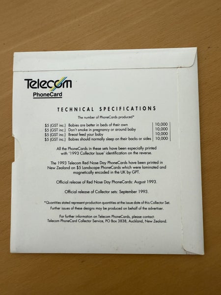 Telecom phonecard 1993 Red Nose Day Adcard Series - official collector issue Carousel 2