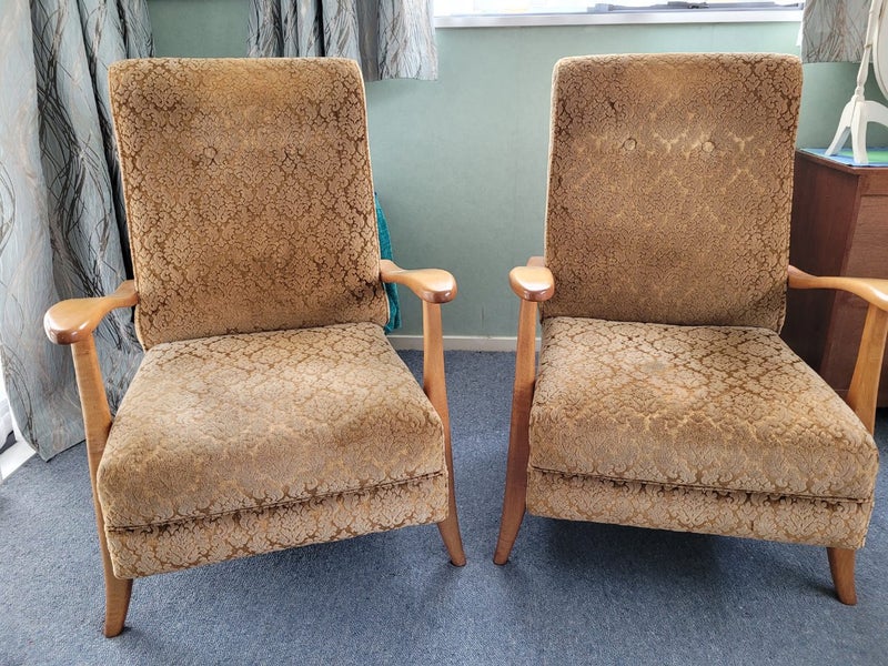 2 x Retro Style Comfortable Armchairs - selling as a pair Carousel 1