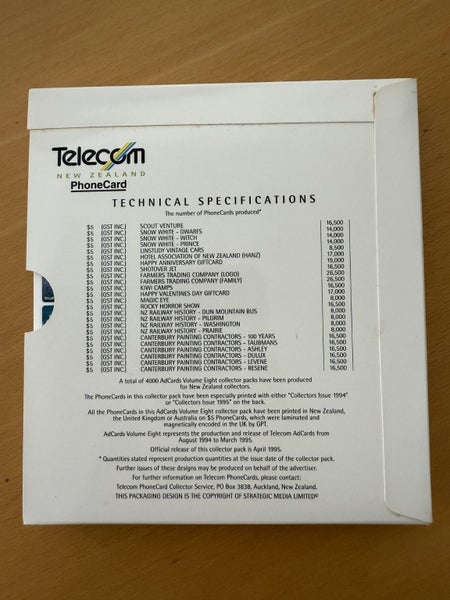 Telecom phonecard 1995 Adcards of New Zealand Volume Eight Carousel 2