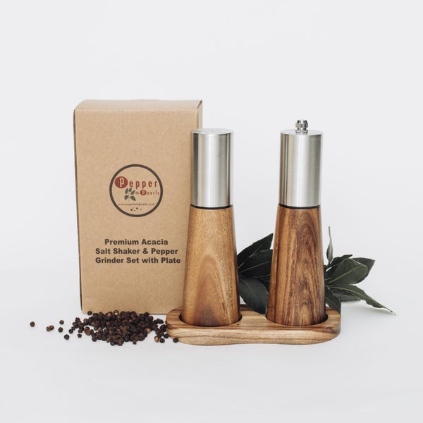 Acacia Salt Shaker and Pepper Grinder Giftset.62863230192641113