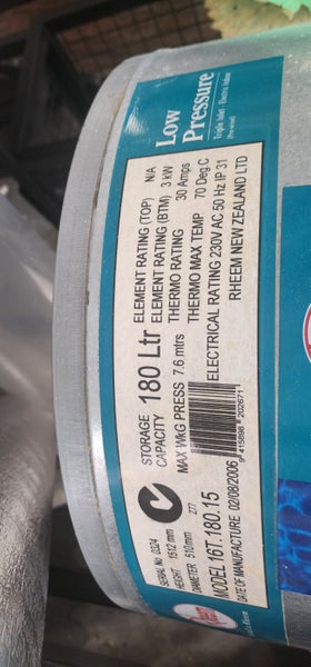Hot Water Cylinder Rheem 180 L Low Pressure (2021) Carousel 4