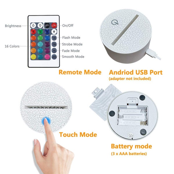 Motorcycle 3D Night Light with Remote Control 16 Colors Changing 3D Night Lamp Carousel 2