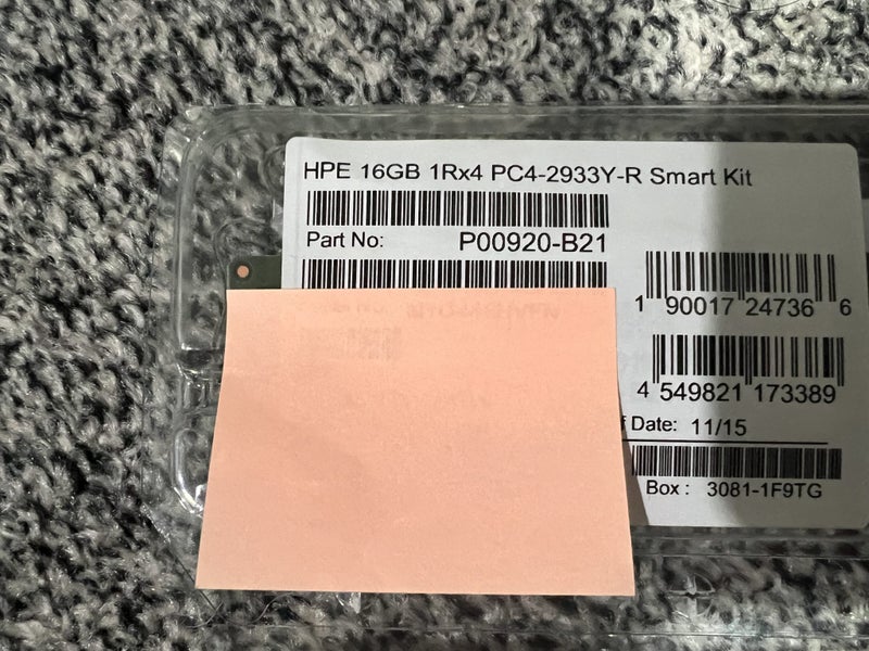 HPE 16GB 1Rx4 Pc4 2933Yr Smart Kit ECC RAM P00920-B21 Carousel 1