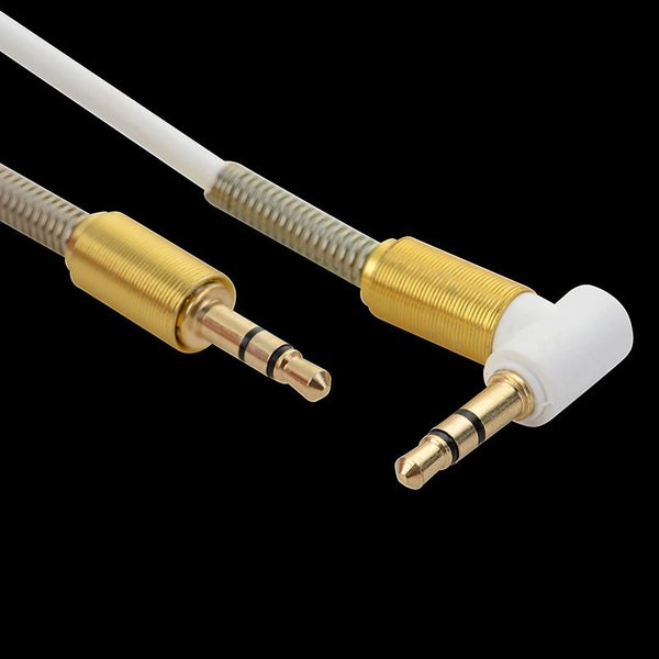 3.5mm Jack Audio Cable 3.5mm Male to Male Spring Aux Cable L-Shape Cord - White Carousel 2