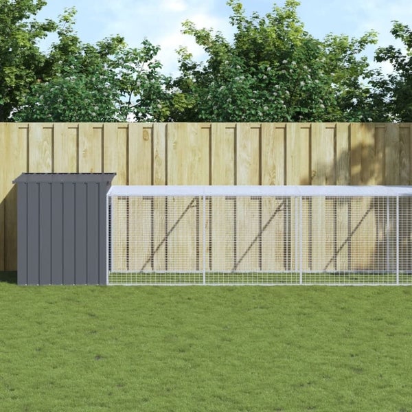 Chicken Cage With Run Anthracite 110x1221x110 Cm Galvanised Steel Tonkbkt Carousel 1