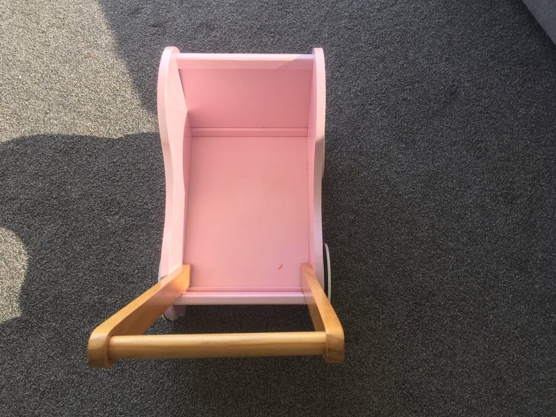 Classic World Brand Girls Pink Little Wooden Pram. Carousel 1
