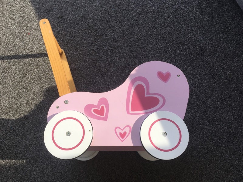 Classic World Brand Girls Pink Little Wooden Pram. Carousel 4