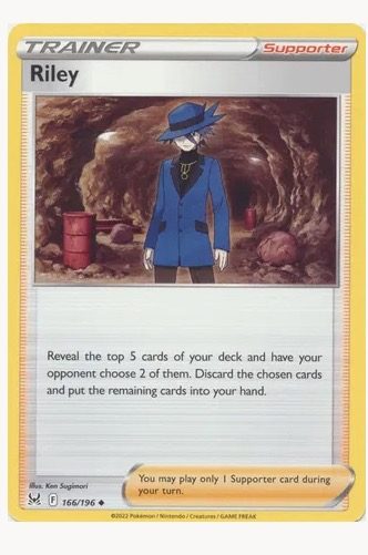 Pokemon Lost Origin ~ Riley 166/196 Reverse Holo Carousel 1