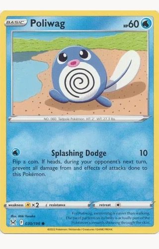 Pokemon Lost Origin ~ Poliwag 030/196 Reverse Holo Carousel 1