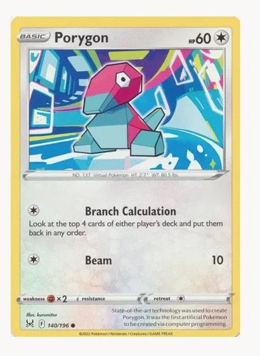 Pokemon Lost Origin ~ Porygon 140/196 Reverse Holo Carousel 1