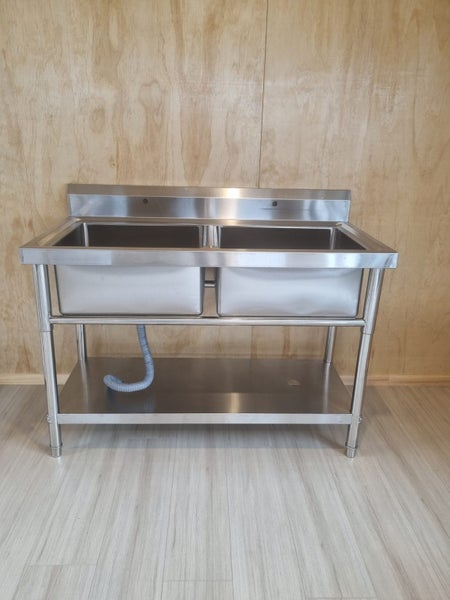 Stainless Steel Bench 1200 x 600 x 900 with Double Sink 304 Food Grade Carousel 1