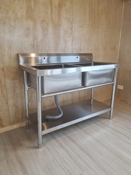Stainless Steel Bench 1200 x 600 x 900 with Double Sink 304 Food Grade Carousel 2