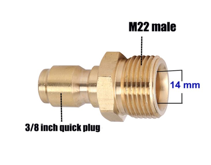 Pressure Hose Fitting Adapter M22(14mm) Male to 3/8" QC Male Plug Carousel 2