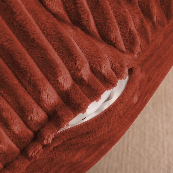 Cadence & Co Wilde Ribbed Luxe Fleece Double Sofa Bean Bag Lounge Cover Rust Red Carousel 14