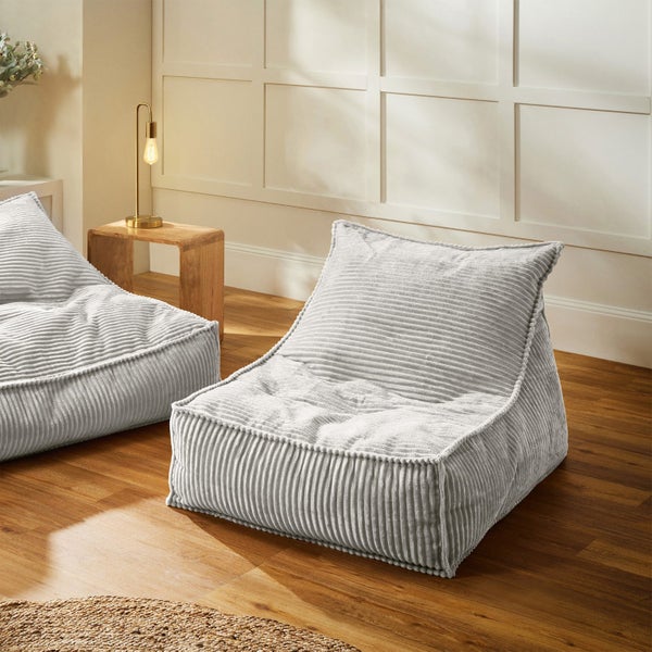 Cadence & Co. Wilde Ribbed Luxe Fleece Bean Bag Lounge Cover Silver Grey Carousel 1