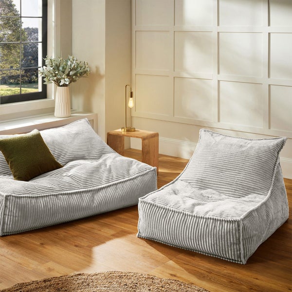 Cadence & Co. Wilde Ribbed Luxe Fleece Bean Bag Lounge Cover Silver Grey Carousel 13