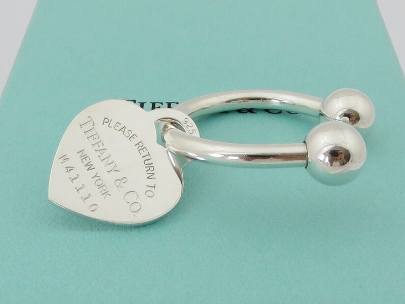 TIFFANY & CO Sterling Silver Return to Tiffany Heart Tag Keyring Carousel 1