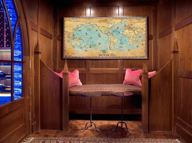 vintage THE World Map Nautical Ocean Sea maps Retro old Paper Poster Wal CHK12N Carousel 2