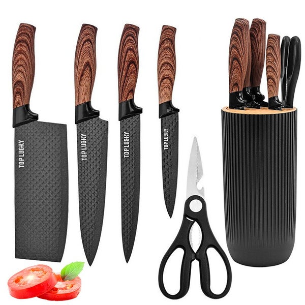 6-Piece Super Sharp Knife Set with Universal Knife Block Carousel 1
