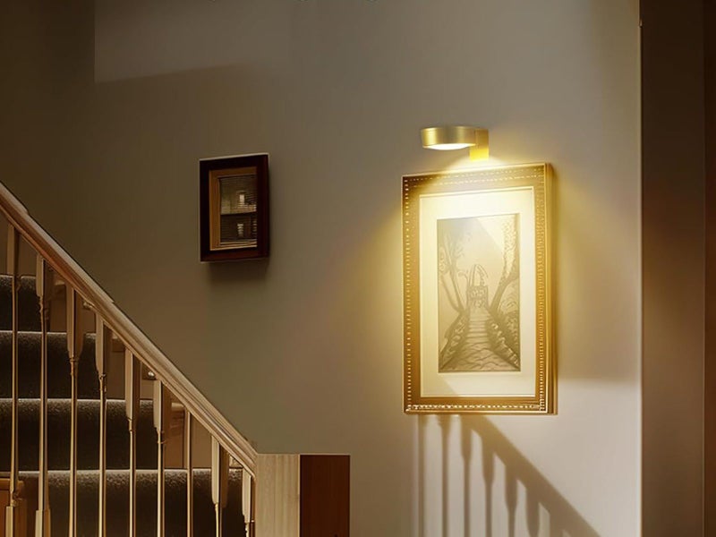 3Pcs Rechargeable Magnetic LED Picture Lights Dimmable Art Display Lighting Gold Carousel 8