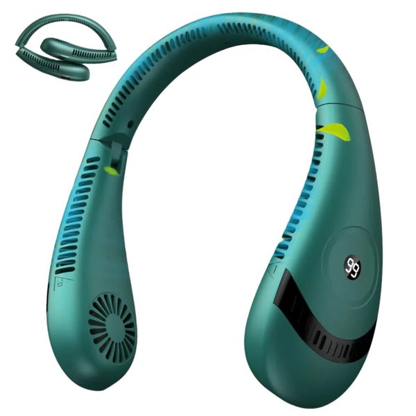 Elosung Green Rechargeable 5000Mah Portable Neck Fan With 3 Speed Settings Carousel 1