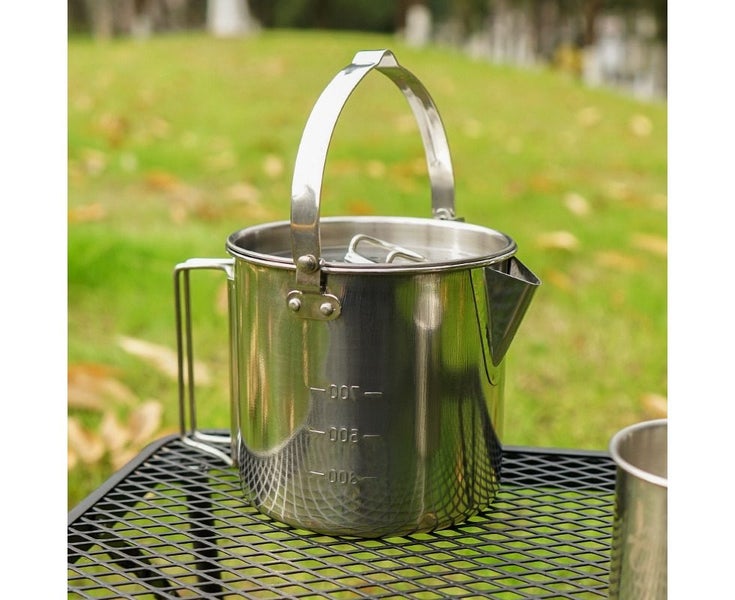 1.2L Camping Kettle Stainless Steel Cookware Outdoor Hanging Tea Pot Carousel 2