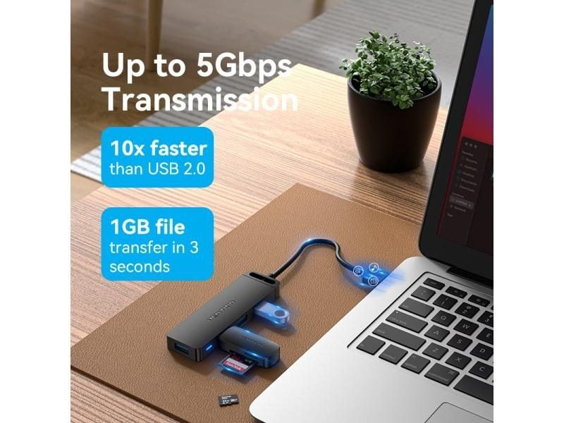 Vention USB C HUB 4 Ports USB Type C To USB Splitter With Micro Charge Power Carousel 2