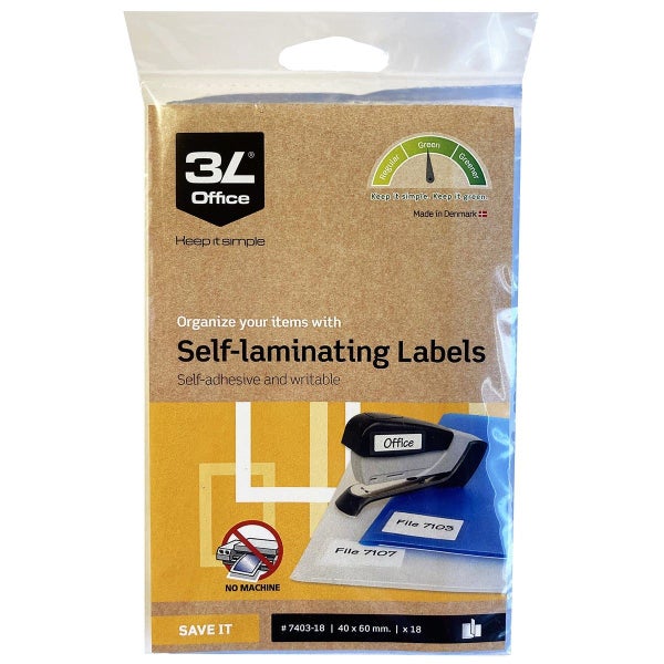 3L Self Laminating Labels, 40mm x 60mm 3up 6 Sheets Carousel 1