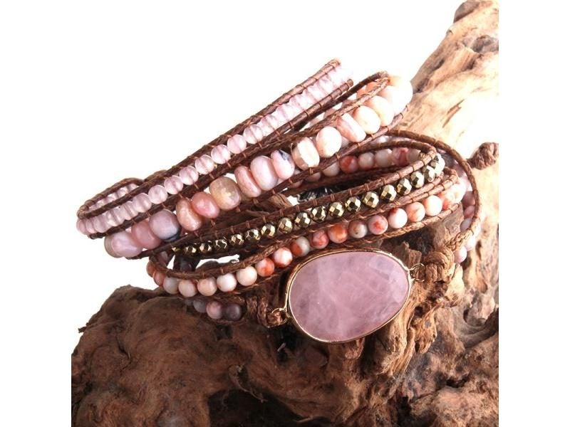 RH Fashion Handma Bohemian Jewelry 5 Strands Wrap Bracelet Natural Stones Charm Carousel 1