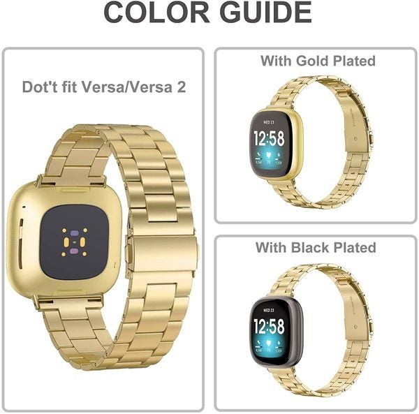 Fitbit Versa 3 Stainless Steel Strap Gold Carousel 2