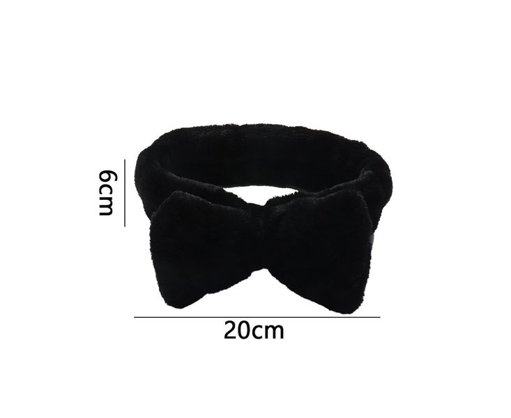 2Pcs Facial Headband for Bath Spa Makeup Bow Head Wrap Soft Head Cloth Blac Carousel 2