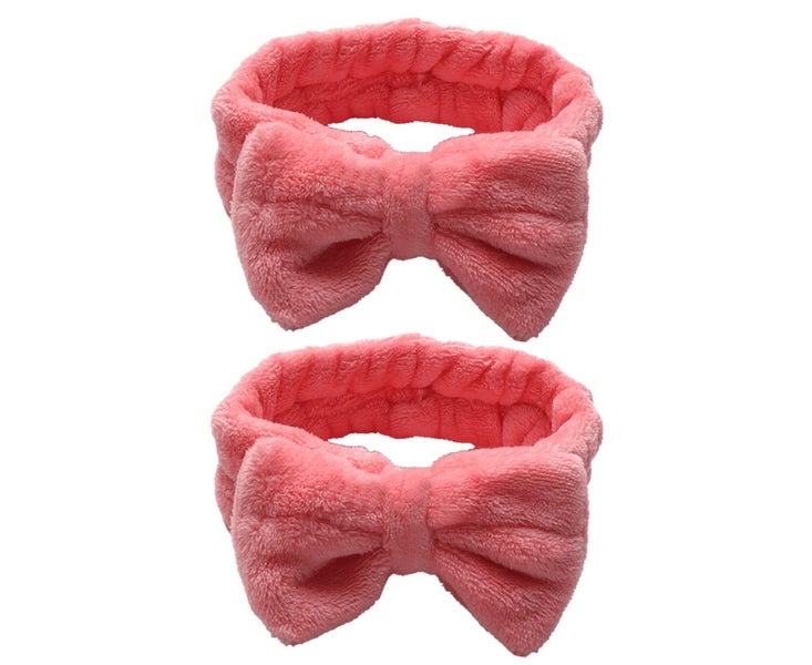 2Pcs Facial Headband for Bath Spa Makeup Bow Head Wrap Soft Head Cloth Wate Carousel 1
