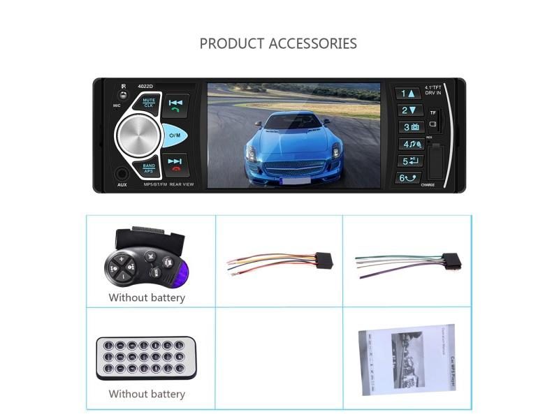 AMPrime Autoradio 4022D 4.1" 1 Din Car Radio Audio Stereo USB AUX FM Audio Carousel 1